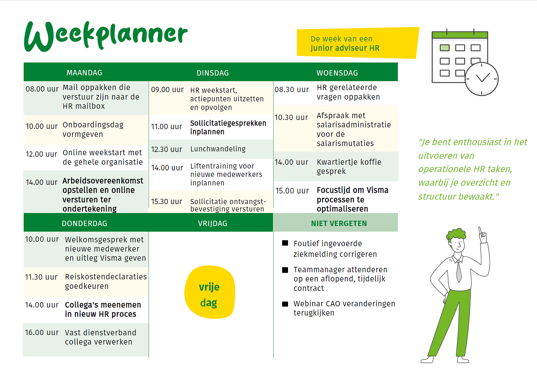 Weekplanner Junior adviseur HR